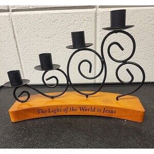 Abbey Press Metal & Wood Tabletop Candelabra Decor Christmas Easter Tapers 10×9